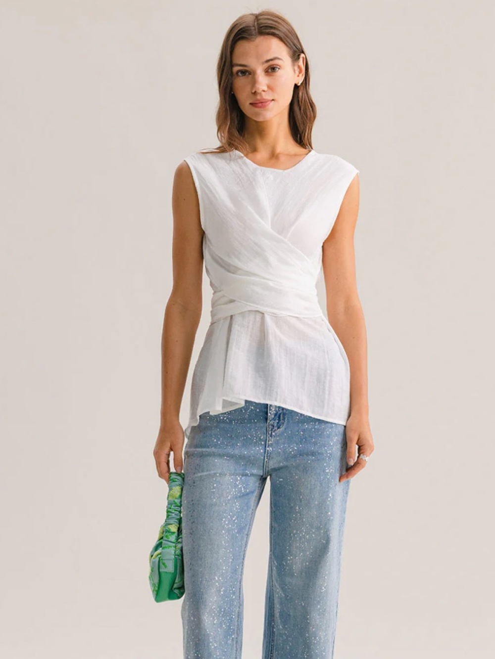 Black Sleeveless Asymmetric Women's Top